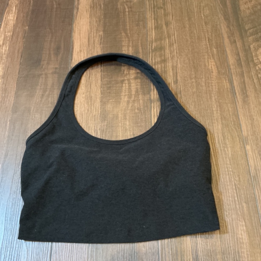 Beyond Yoga Halter Neck Crop Top Black Built-in Shelf Bra Small Activewear Tank